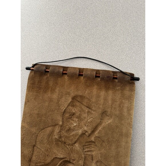 Vintage African Tooled Leather Hanging Wall Art - 14” x 10.5” - Picture 4 of 4